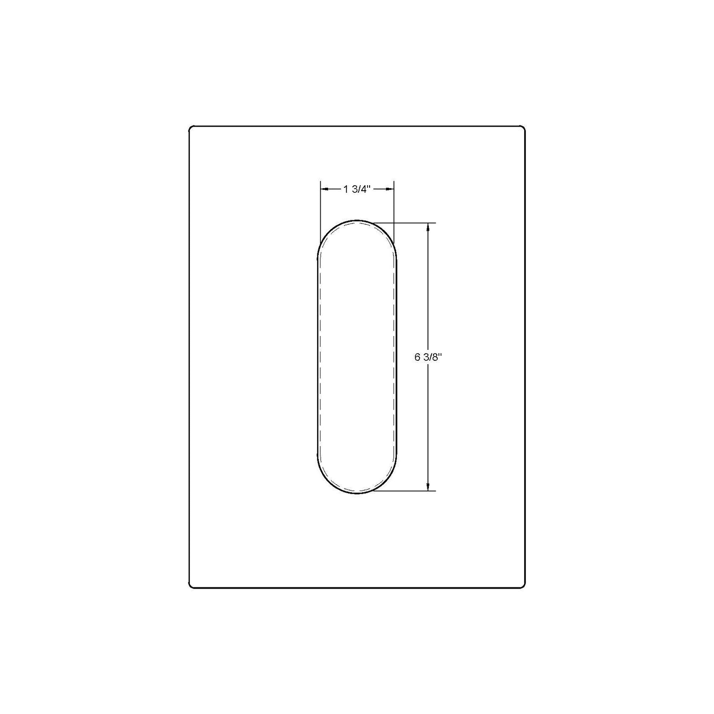 Emtek Narrow Modern Pocket Door Pull (1-3/4"x6-3/8")(7/8"R)
